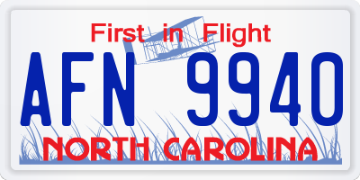 NC license plate AFN9940