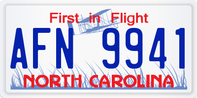 NC license plate AFN9941