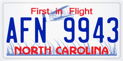 NC license plate AFN9943