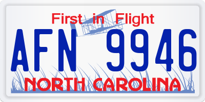 NC license plate AFN9946
