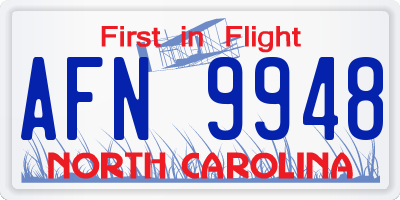 NC license plate AFN9948