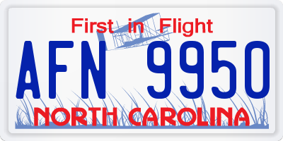 NC license plate AFN9950
