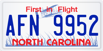 NC license plate AFN9952