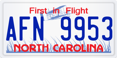 NC license plate AFN9953