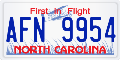 NC license plate AFN9954