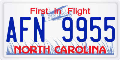 NC license plate AFN9955