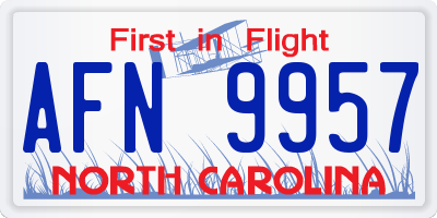 NC license plate AFN9957