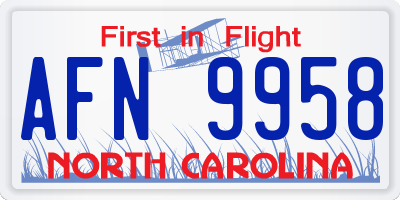 NC license plate AFN9958
