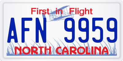 NC license plate AFN9959