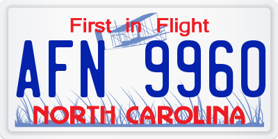 NC license plate AFN9960