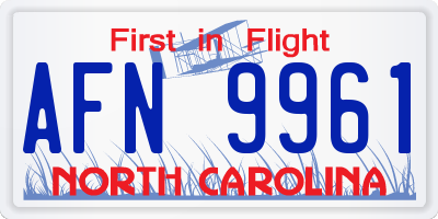 NC license plate AFN9961