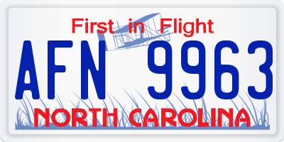 NC license plate AFN9963