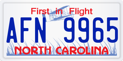 NC license plate AFN9965