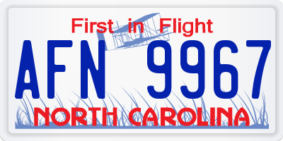 NC license plate AFN9967