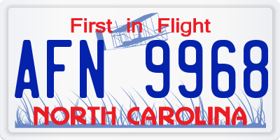 NC license plate AFN9968