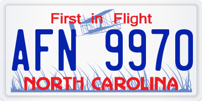 NC license plate AFN9970
