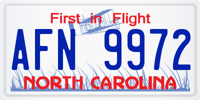 NC license plate AFN9972