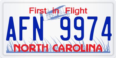 NC license plate AFN9974