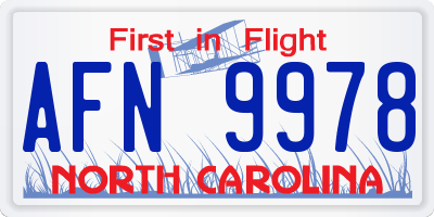 NC license plate AFN9978