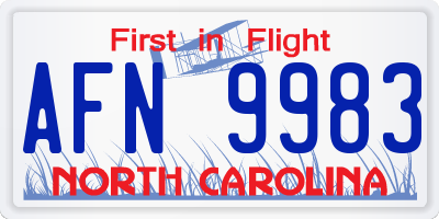 NC license plate AFN9983