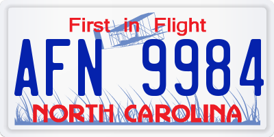 NC license plate AFN9984