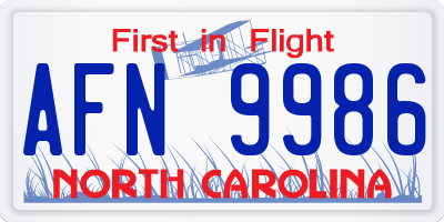 NC license plate AFN9986