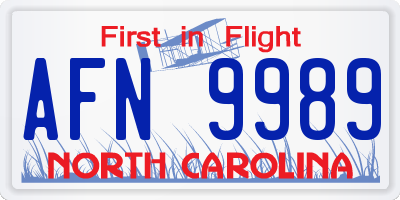 NC license plate AFN9989