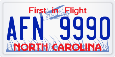 NC license plate AFN9990