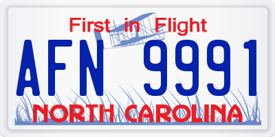 NC license plate AFN9991