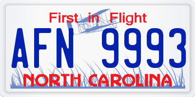 NC license plate AFN9993