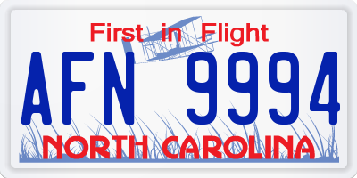 NC license plate AFN9994