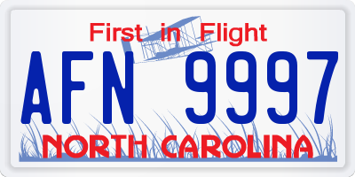 NC license plate AFN9997
