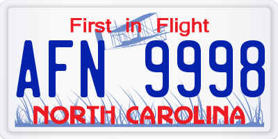 NC license plate AFN9998