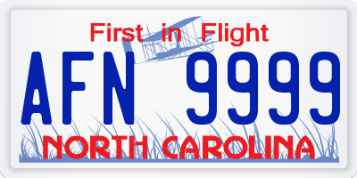 NC license plate AFN9999