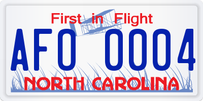 NC license plate AFO0004