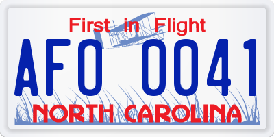 NC license plate AFO0041