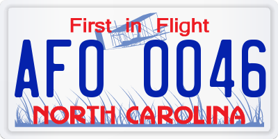 NC license plate AFO0046