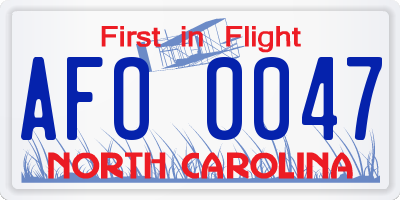 NC license plate AFO0047