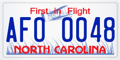 NC license plate AFO0048