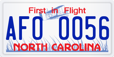 NC license plate AFO0056