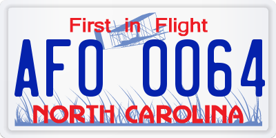NC license plate AFO0064