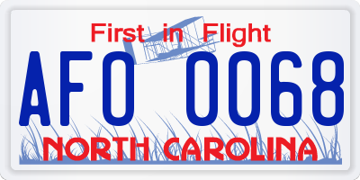 NC license plate AFO0068