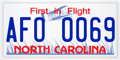 NC license plate AFO0069
