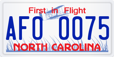 NC license plate AFO0075