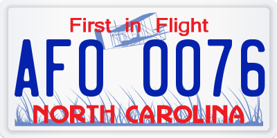 NC license plate AFO0076