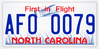 NC license plate AFO0079