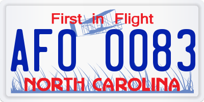 NC license plate AFO0083
