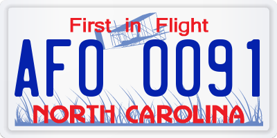 NC license plate AFO0091