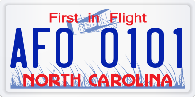 NC license plate AFO0101