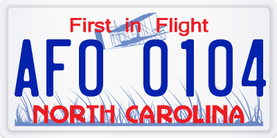 NC license plate AFO0104